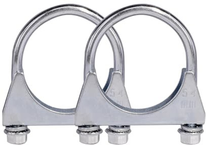 2 Piece Car Clamp M8 Pipe Clamp Ø52-80 mm Special Clamp for Exhaust Pipe U-Shaped Galvanized Pipe Clamp (54mm)