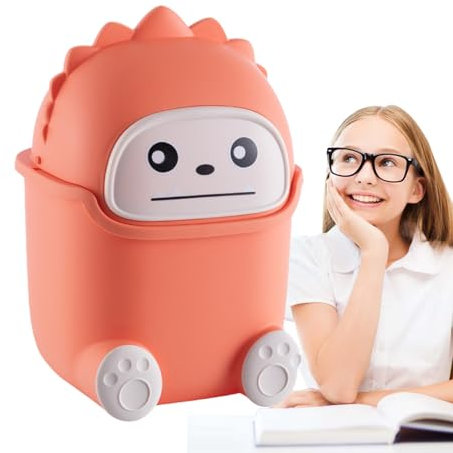 Joyivike Petite Poubelle de Bureau, Poubelle de Salle de Bain, Poubelle de Table avec Couvercle, Petite Poubelle de Salle de Bain, Portable Poubelle Bureau pour Bureau, Cuisine, Salle de Bain, Orange