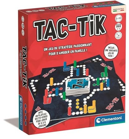 Clementoni Tac-TIK - Jeu DE SOCIÉTÉ Stratégie Familial dès 8 Ans | Pions et Cartes Tactiques | Amusement Garanti de 2 à 6 Joueurs pour des Parties Riches en Rebondissements et Réflexion