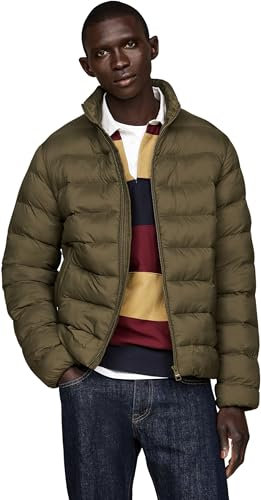 Tommy Hilfiger Herren Steppjacke Mid Weight Stand Collar Jacket ohne Kapuze, Mehrfarbig (Army Green), XL