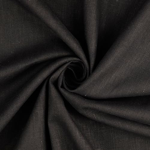 Baumwoll-Leinen SILVIO gewaschen 75% Leinen Öko-Tex Standard 100 Klasse 1 Qualität 50cm - Breite ca. 140cm Hosenstoff Bekleidungsstoff Meterware (Schwarz)