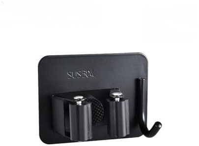 Shwdsy Porte Balais Mural, en Acier Inoxydable Support Balai Mural, Sans Perçage, Avec Crochet pour Balai, Idéal pour la Salle de Bain, la Cuisine, les Toilettes, et le Jardin