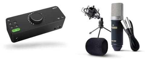 EVO 8 USB Audio Interface external sound card for music productions (4 in / 4 out, Smartgain & Marantz Professional MPM-1000 - Studio Recording Condenser XLR Microphone