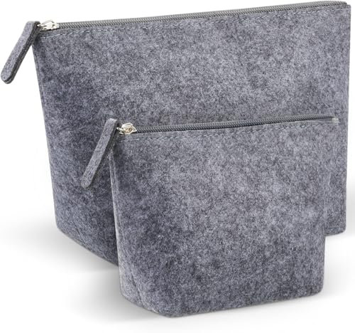 Xuniea 2 Stück Filz Kosmetiktasche Reise Rohlinge zum Beplotten Personalisiertes Abschiedsgeschenk für Lehrerin Kollegen Hochzeit Schminktasche Multifunktion Kosmetikbeutel(Grau,M+S)