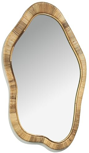 Kobolo Spiegel Wandspiegel - Leni - mit Rahmen aus geflochtenem Rattan - Natur