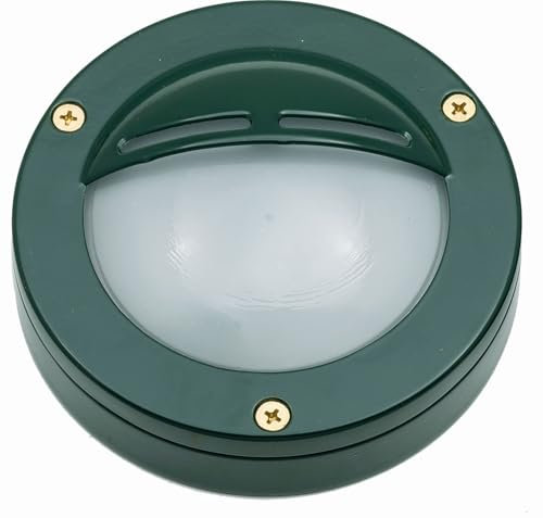 Außenlampe Wand Messing massiv Glas GX53 IP64 rund Ø 14 cm Grün Maritim Schiffsleuchte Balkon Terrasse Wandlampe außen Outdoor Lampe