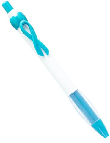 Lot de 20 stylos à bille rétractables avec ruban de sensibilisation - Pointe lisse de 1 mm - Pour étudiants, infirmières, personnel de bureau