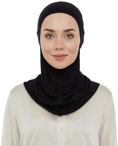ihvan online, Hijab Unterkappe, Nackenabdeckung Unter Kopftuch Hijabs, Kopfbedeckungen für Frauen, Muslimischer Turban, Schwarz