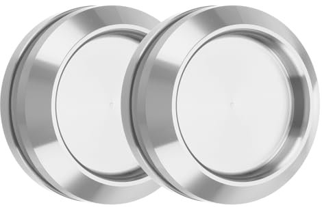 sourcing map 2PCS Round Shower Glass Sliding Door Handles, 304 Stainless Steel Back-to-Back Bathroom Door Handles with Screw, Paste Fixing Shower Pulls Door Pocket Sliding Knobs, Silver Tone