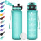 Trinkflasche 500ml, Wasserflasche mit Filte, Sport Trinkflaschen Kohlensäure Geeignet, Wasserflasche mit Zeitmarkierungen, Auslaufsicher Wasserflasche für Picknick, Schule, Junge, Mädchen, Büro