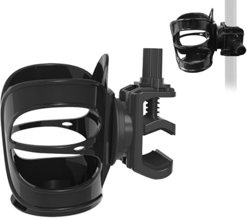 Microphone Stand Cup Holder Adjustable Mic Stand Drink Holder for Beverage Coffe Travel Mug, Water Bottle, Water Cup Holder Clamp for Mic Stand, Handle Bar, Pole, Tubing