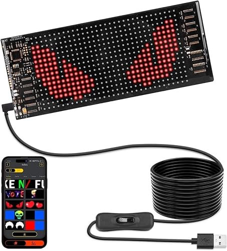Flexible señal led programable desplazamiento de texto y pantalla de animación, alimentado por USB, panel led controlado por APP para coches, tiendas, bares, fiestas, bodas, festivales