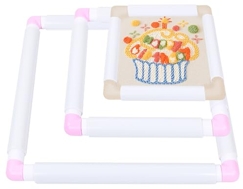 Square Embroidery Cross Stitch Frame Hoops, 8'' + 11'' + 17'' Cross Stitch Scroll Frames, Rectangular Embroidery Snap Frames DIY Sewing Tool for Quilting, Needlepoint, Silk-Painting (Pink)
