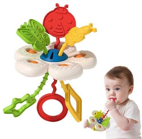 AiTuiTui Juego Sensorial Montessori para Bebés de 1 2 Años, Juguetes Bebé con Cuerdas Tirar, Regalo Ideal Juguetes Educativos 6 9 12 Meses Recién Nacido Niño Niña Bautizo Viaje Navidad y Pascua