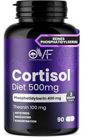 OVF Cortisol Phosphatidylserin 400 mg + L-Theanin 100 mg pro 90 vegane Kapseln Hochdosiert Ohne Gluten, Laktose, Zucker & Nickel Made in Italy
