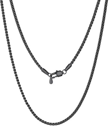 PROSTEEL Herren Halskette hochwertig Edelstahl Platte Venezianierkette Erbskette 2MM/4MM/6MM/8MM breit Kette mit Karabinerverschluss für Männer Jungen, Länge 46-76CM wählbar
