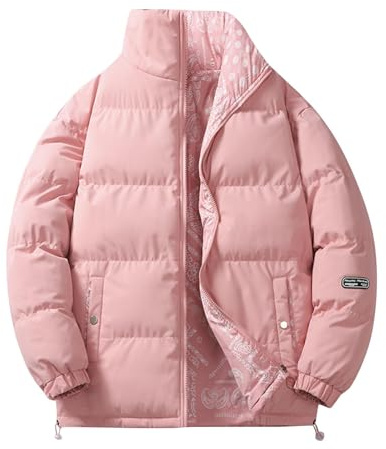 Générique Veste Homme Hiver Parka Double Face Manteau Chaud Épais Manche Longue Blousons Épaissir Thermique Doudoune Classique Décontracté Confortable Commandes en Cours Rose S