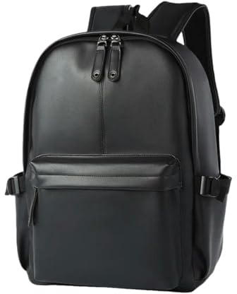 Gyios Backpack Men's Leather Laptop Anti Theft Fashion Knapsack For Work And School Large Capacity Travel Bag -black