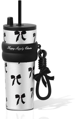 Sidagar 24 oz Insulated Tumbler witn Lid and Straw, Stainless Steel Reusable Leak Proof Water Bottle, Travel Portable Coffee Mug for Hot and Cold, Thermal Cup for Women, Star Butterfly
