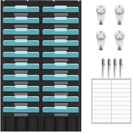 Demsyeq Wandmontierter Aktenordner | Oxford-Diagramm mit 20 Taschen, Papier-Organizer zur Wandmontage, für Dokumente, Briefe, Zuhause, Büro, Schule, Tür, Eingang, Wohnheim, Wohnung