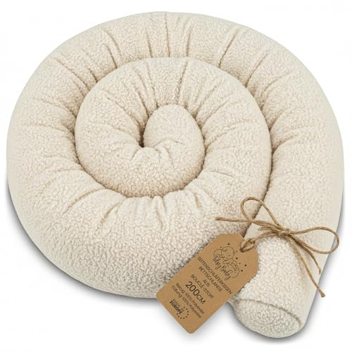 Totsy Baby Seitenschläferkissen Bettschlange Body Pillow 200 cm Bouclé - Kopfkissen lang Bettrolle Schlafkissen Nackenrolle Zertifikat Oeko-Tex Cremefarben
