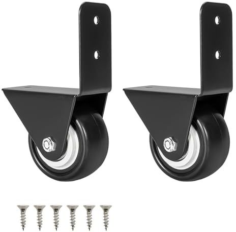 HASLED 2 Stück Möbelrollen klein 40 mm Schwarz Richtungsrollen 40 kg | Feste Laufrichtung, PU-Rollen leise & bodenschonend, Eisenhalterung, inkl. Schrauben