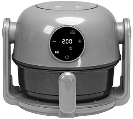 PLS Multi-Functional Digital Air Fryer with Hob, 800W, Grey, with Air Fry Basket and Tempered Glass Lid, Model HW1902