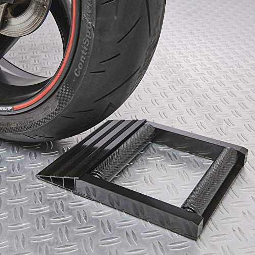 Datona Motorrad Ständer Rollerbank mit Rampe - Motorradheber & Motorradwippe für Vorder- und Hinterrad - Aluminium 500 kg Traglast - 190 cm Rollen, 33 mm Durchmesser, Schwarz