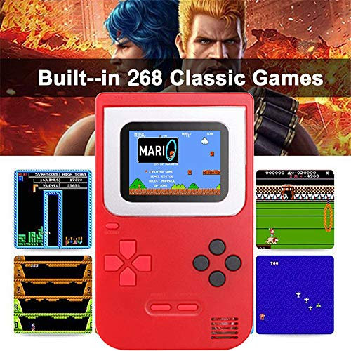 Gameboy Console de Jeu Portable Built-in 268 Jeux Classiques Cadeaux d'anniversaire pour Les Enfants Noël Tetris Pas Cher Zero Ecran Classic (Rouge)