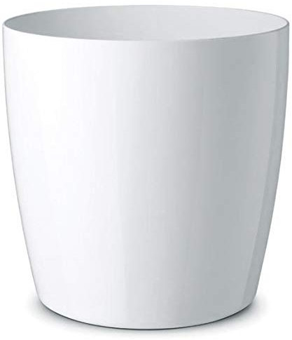 Floralo Teramo Übertopf 40cm Durchmesser x 38cm hoch weiß, glänzend, in den Boden eingelassene Rollen