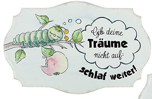 Metallschild Garten Weisheit  Gibt deine Träume nicht auf-schlaf weiter Raupe, 30x19cm