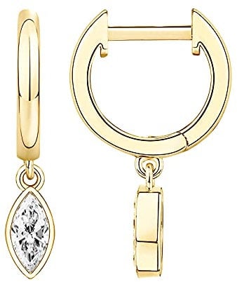 PAVOI 14K Yellow Gold Plated S925 Sterling Silver Post Drop/Dangle Huggie Earrings for Women | Dainty Marquise Earrings