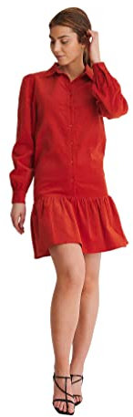 NA-KD Minivestido de Pana Vestido Informal, Rosso, 42 para Mujer