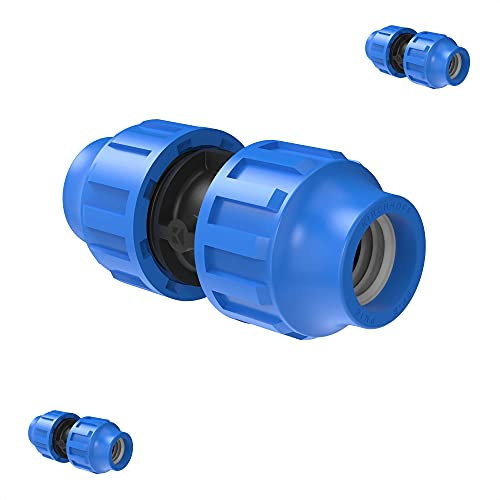Kirchhoff Fitting Verbindungsstück Kunststoff 20 x 20 mm für HDPE Rohr 3 Stück im Set Verschiedene Größen DVGW geprüft Trinkwasserqualität Made in EU, Schwarz, 20 mm HDPE Fitting