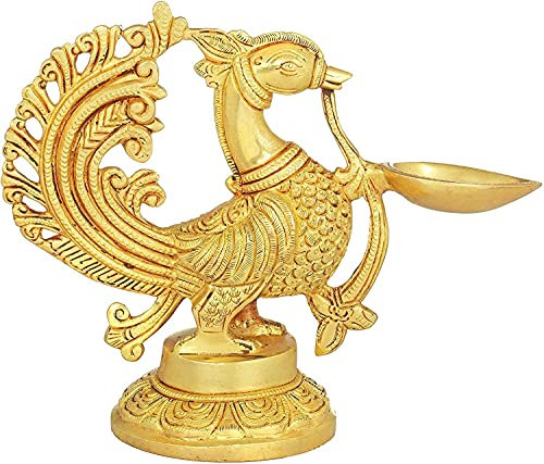 Pfau Puja Lampe – Messingstatue