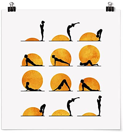 Bilderwelten Poster - Yoga - Der Sonnengruß - Quadrat 1:1 Matt 30cm x 30cm