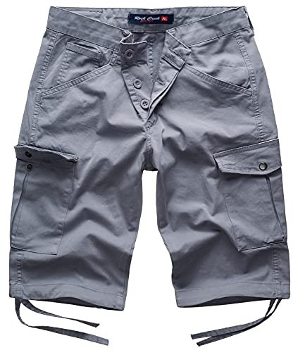 Rock Creek Herren Cargo Shorts Chinoshorts Kurze Hose Short Cargoshorts Sommer Kurzehose Sommerhose Bermudas Stretch Short RC-393 Grau W38