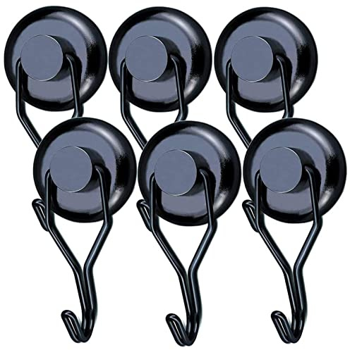YADODO Crochet Aimanté Puissant 45KG 32D Crochet Magnetique Frigo Noir Néodyme Pivotants pour Cuisine Torchon Tableau 6pcs