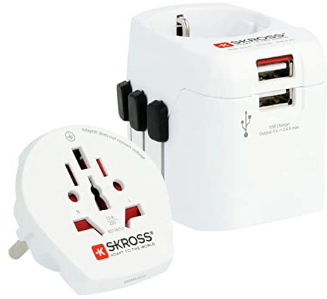 SKROSS Länderstecker Pro Light USB World (2xA) White