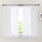 PONY DANCE Kurze Gardinen Wohnzimmer Modern 2er Set H 145 x B 140 cm Vorhang Weiß Transparent Leinenoptik Scheibengardinen mit Schlaufen