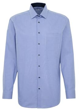 Seidensticker Herren Business-Hemd - Regular Fit - Bügelfrei- Kent-Kragen - Langarm - 100% Baumwolle Mittelblau 43
