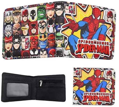 YAXMME Spider Cartoon Portemonnaie, Karikatur Geldbörsen, Spider Kinder Geldbörse, Jungen,Thema Portemonnaie, Geldtasche Kinder, für Jugend, Geburtstagsgeschenk