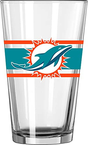 Logo Brands Miami Dolphins Pint-Glas, gestreift, 473 ml