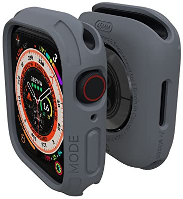 elkson Kompatibel mit Apple Watch 45 mm Bumper-Hülle, Quattro 2.0 Serie Robuste Hülle für Apple Watch und iWatch Serie 8 7, langlebige Schutzhülle in Militärqualität, flexibel, stoßfest, grau