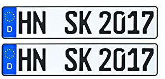 Schilderkröten KFZ-Kennzeichen 520x110mm, DIN-Zertifiziert für Fahrradträger und Auto (2 Stück)