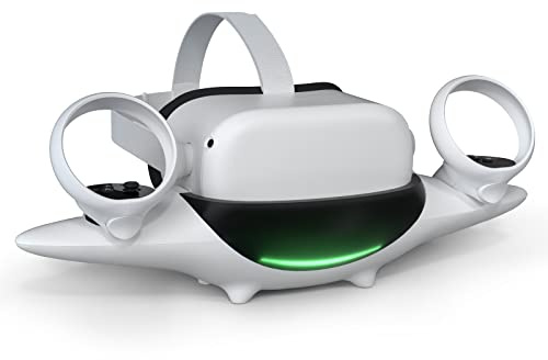 Dock di ricarica per Oculus Quest 2, Keenstone stazione di ricarica compatibile con cuffie VR e controller touch, ricarica ad alta velocità (2,5 H), 2 batterie ricaricabili