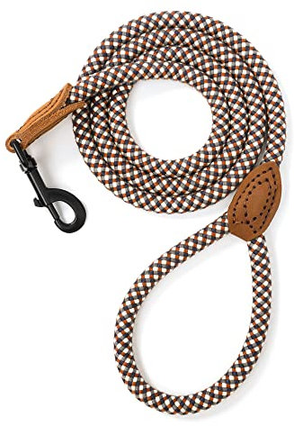 Mile High Life Leder Tailor Griff verstärken Bergsteigen Hundeseilleine mit robuster Metallverschluss (Braun, 150 cm)