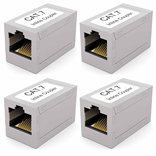 HB-DIGITAL 4x RJ45 LAN Kupplung CAT 7 Ethernet Netzwerk Verbinder Kabel Verlängerung für Netzwerkkabel, Patchkabel Adapter bis zu 10-Gigabit geschirmtes Doppelbuchse