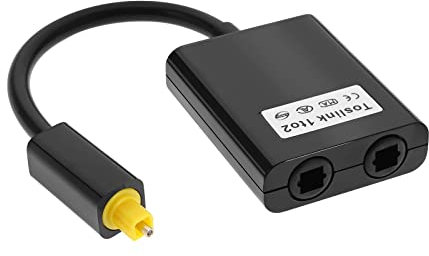 VGOL Optischer Audio-Splitter 1 in 2 Toslink Kabel Adapter Switcher Konverter für CD-Player DVD-Player Verstärker Soundbar andere digitale Audioquellen