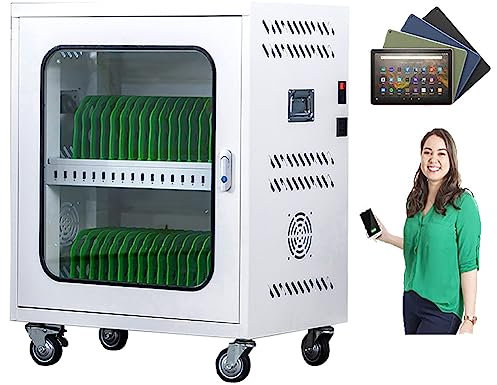 Mobile Charging Cart with Locking Cabinets 30-50 Bay Charging Station And Storage Cart with Internal Cord Clips For USB Charging Mobile, IPad, Chromebook, Tablet, not for laptop, Full-Swivel Wheels